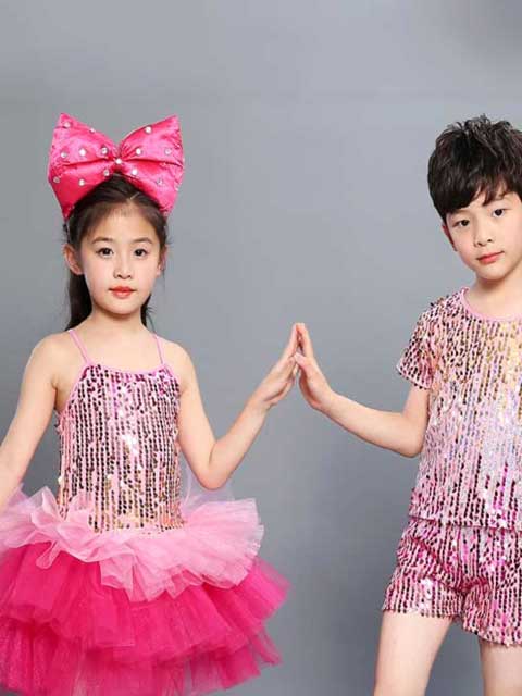 kids pink sequined modern dance