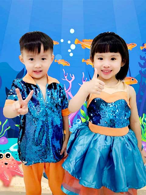 Sea Blue sequins kids dance costume Costume