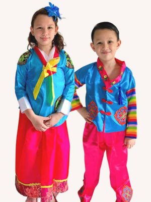 Korean in Blue traditional costume wear