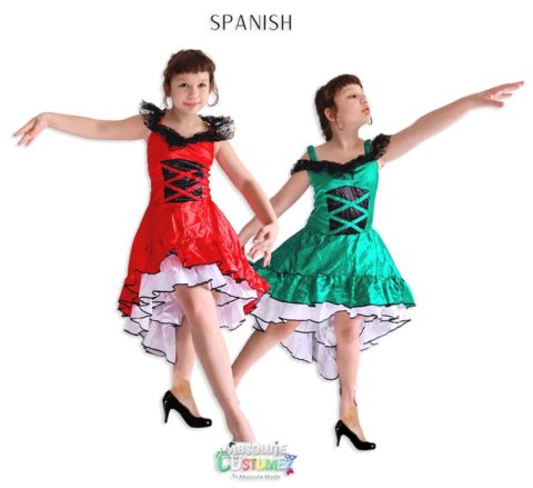Red and green Kids Flamenco Dress