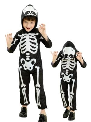 Skeleton mono is the bare bone costume for children 3 to 8 years old.