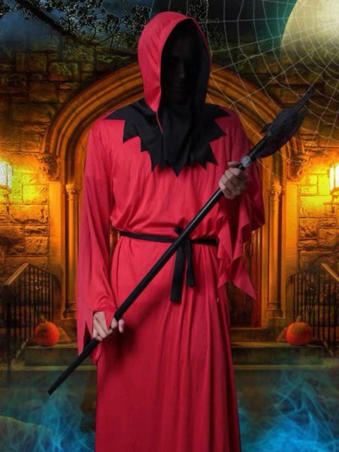 Grim Reaper transform an adult in a dark knight of Halloween.