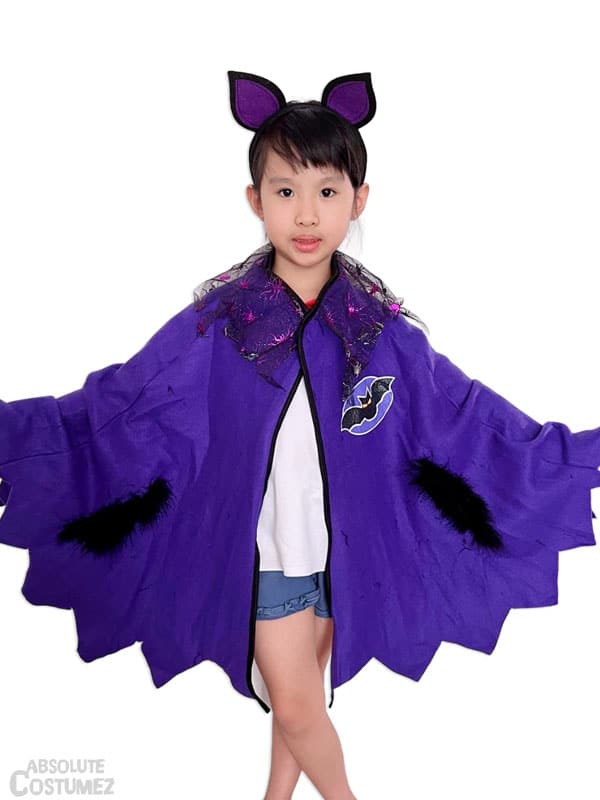 Purple Bat Cape Costume can transform your children into a cute night creature