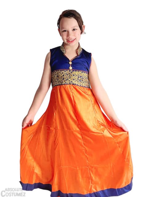 Deepavali festival Orange Ocean girl dress.