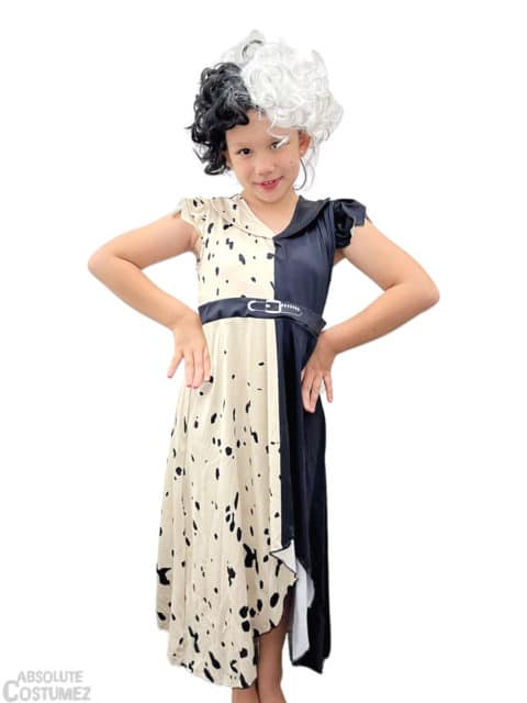 Cruella w Wig girl costumes dress from Sidney 101 Dalmatians.
