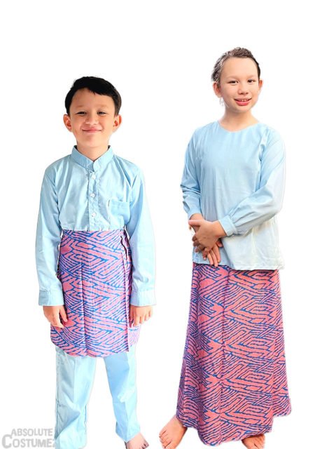 Malay Sky Blue traditional dress and wear for children Singapore